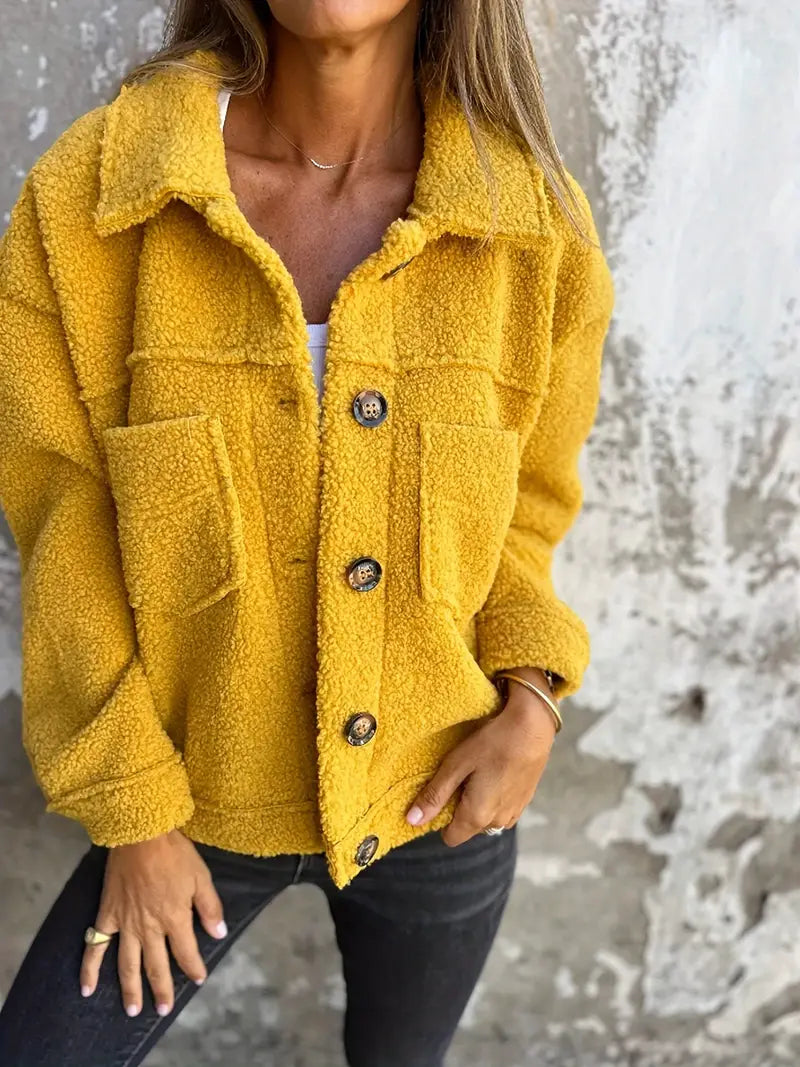 Sofia - Damen Teddyjacke Knopfleiste warm bequem