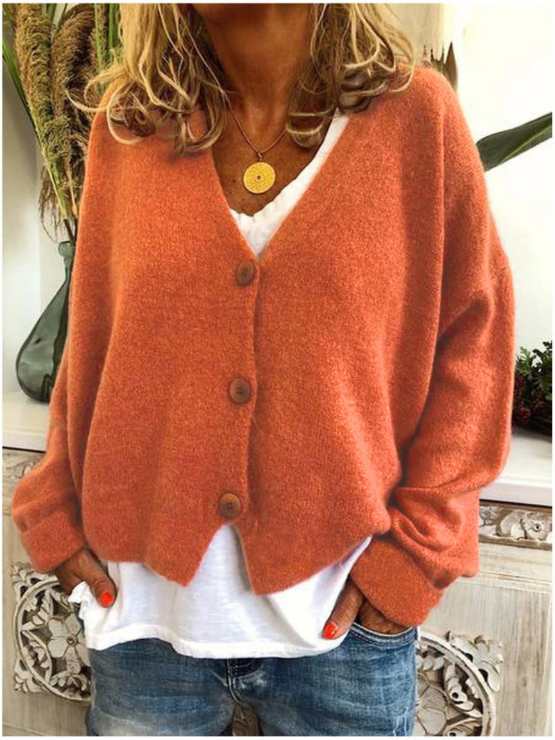 Mara - Damen Strick Cardigan V-Ausschnitt lässig bequem