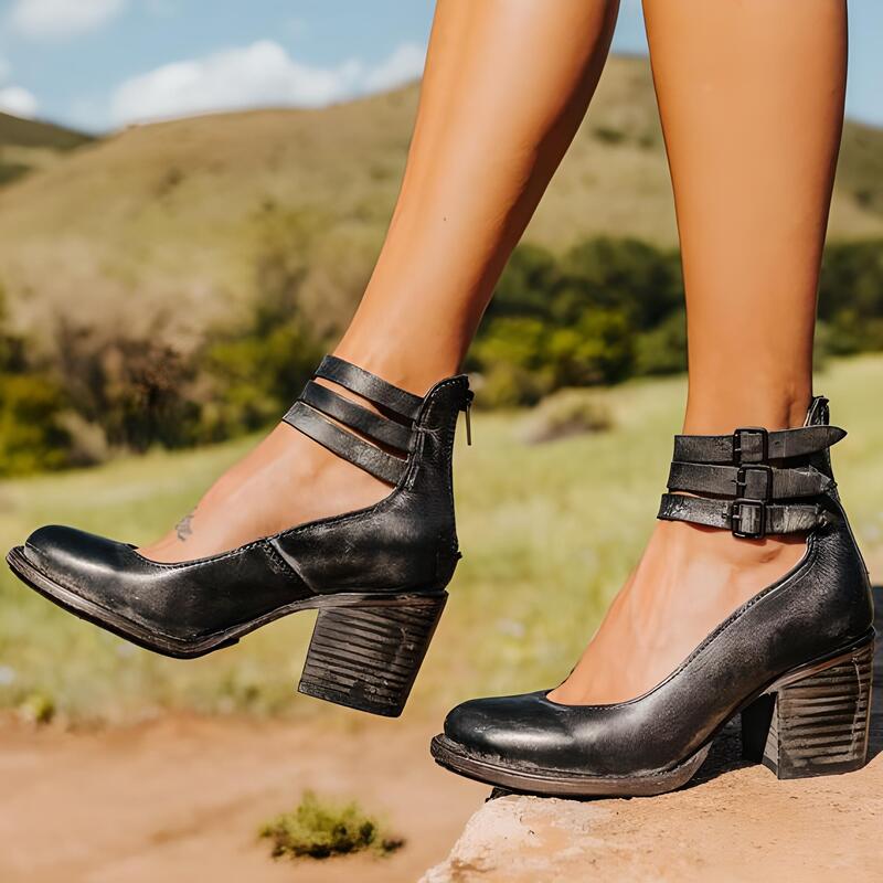 Valencia – Damen Leder-Pumps mit Doppelriemen