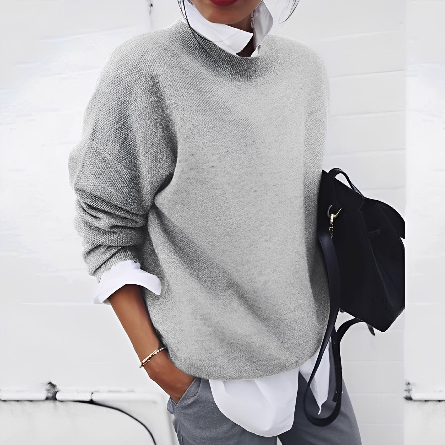 Elise - Damen Strickpullover mit Rundhalsausschnitt