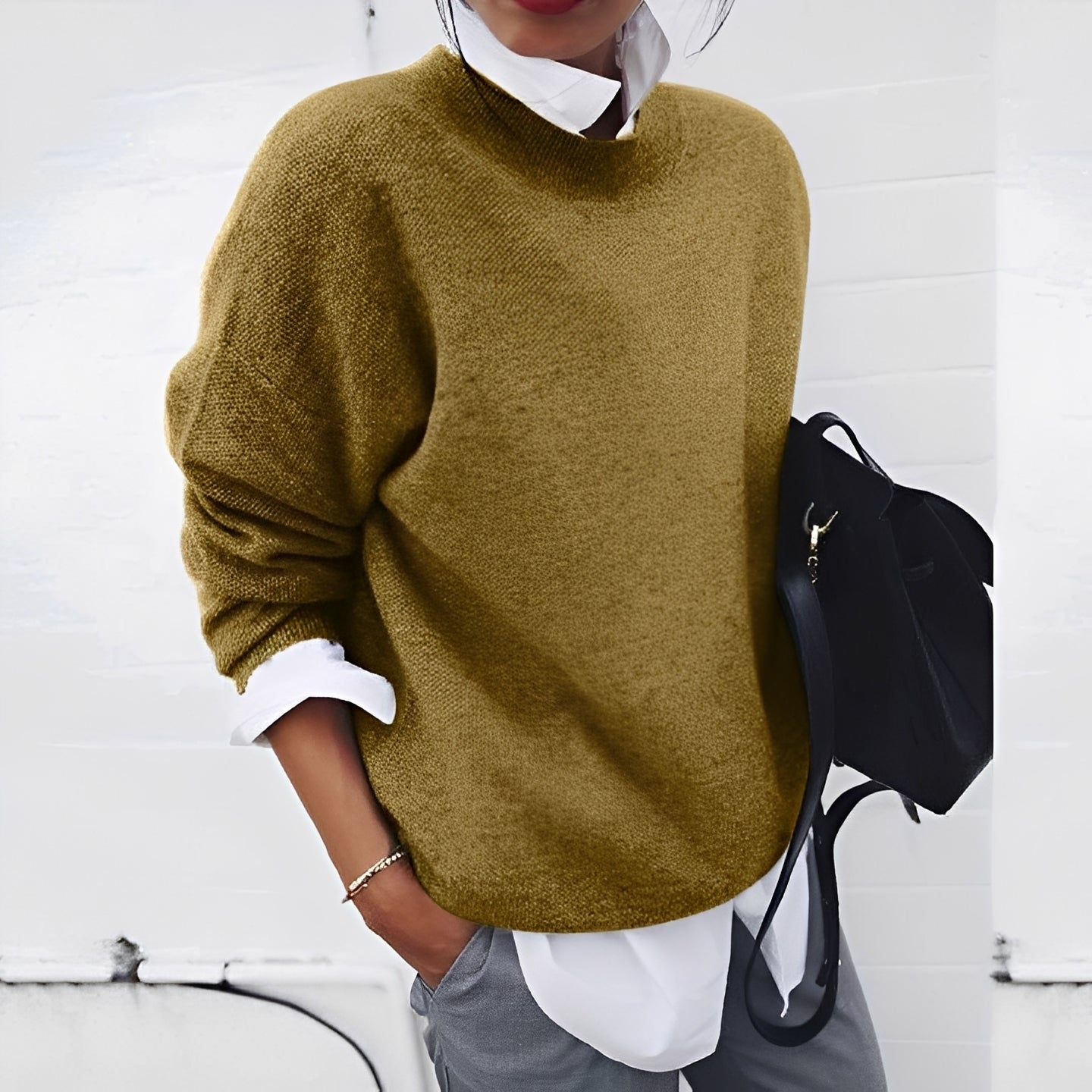 Elise - Damen Strickpullover mit Rundhalsausschnitt