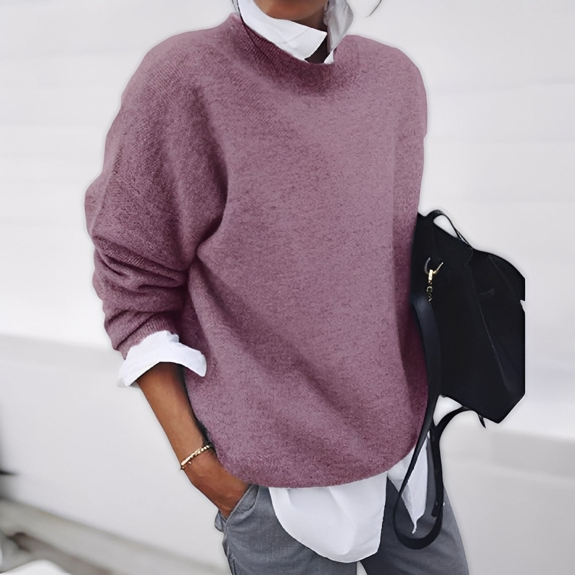 Elise - Damen Strickpullover mit Rundhalsausschnitt