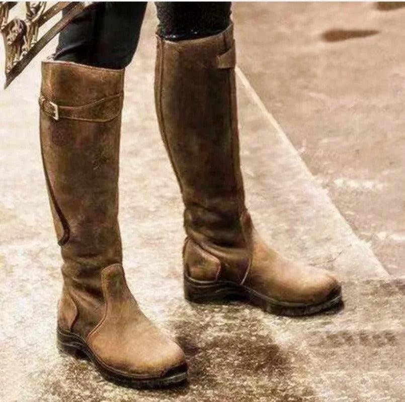 Damen Winterstiefel aus Leder mit rutschfester Sohle