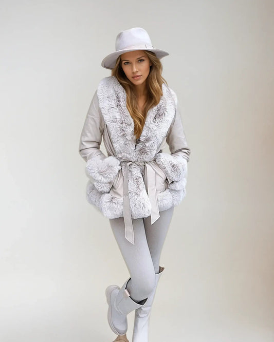 Sophia - Damen Winterjacke mit Kunstfell