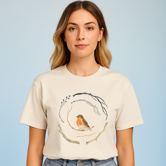 T-Shirt aus Baumwolle mit Vogelmotiv